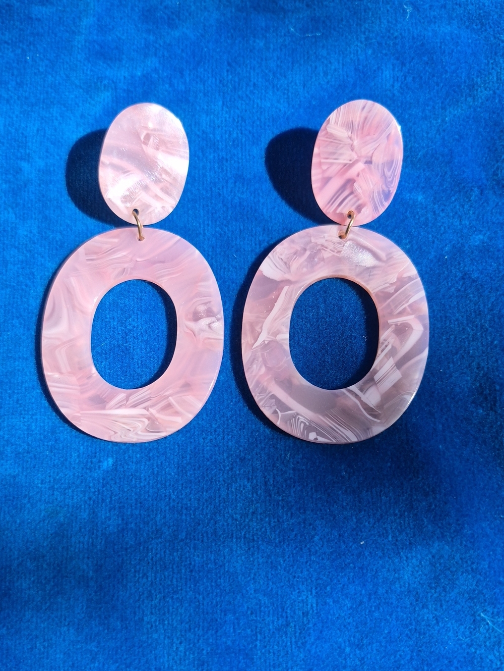 Pink Resin Oval Drop Earrings - Women Jewelry